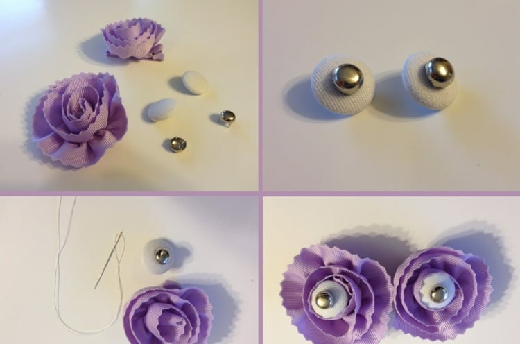 windeltorte selber machen lila-augen-blüten-nähen-einfache-idee