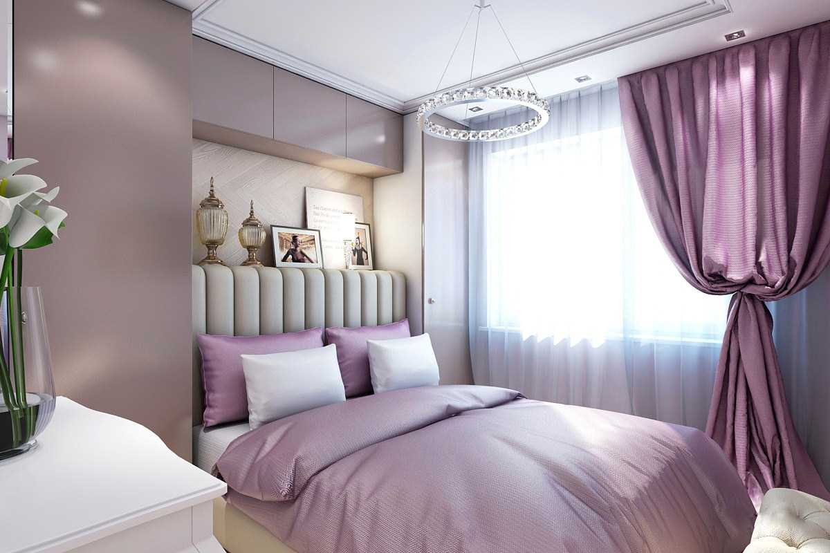 Altrosa Wandfarbe Mauve im Schlafzimmer Schränke über Bett moderne Pendelleuchte