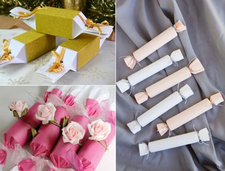 Ideen zum Verschenken an die Gäste - Bonbons mit Rosen, eckig und rund