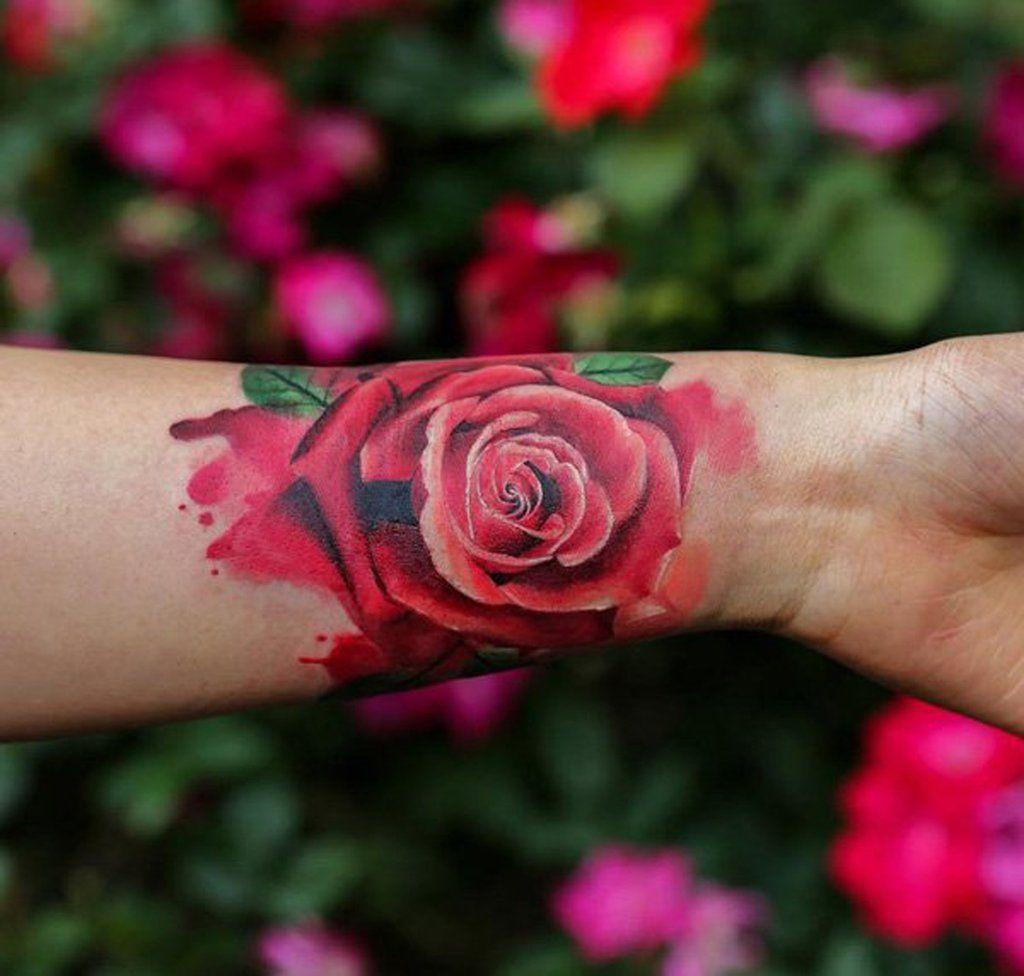 Rosen Tattoo Arm Frau Handgelenk Tattoodesign Tattootrends Watercolors