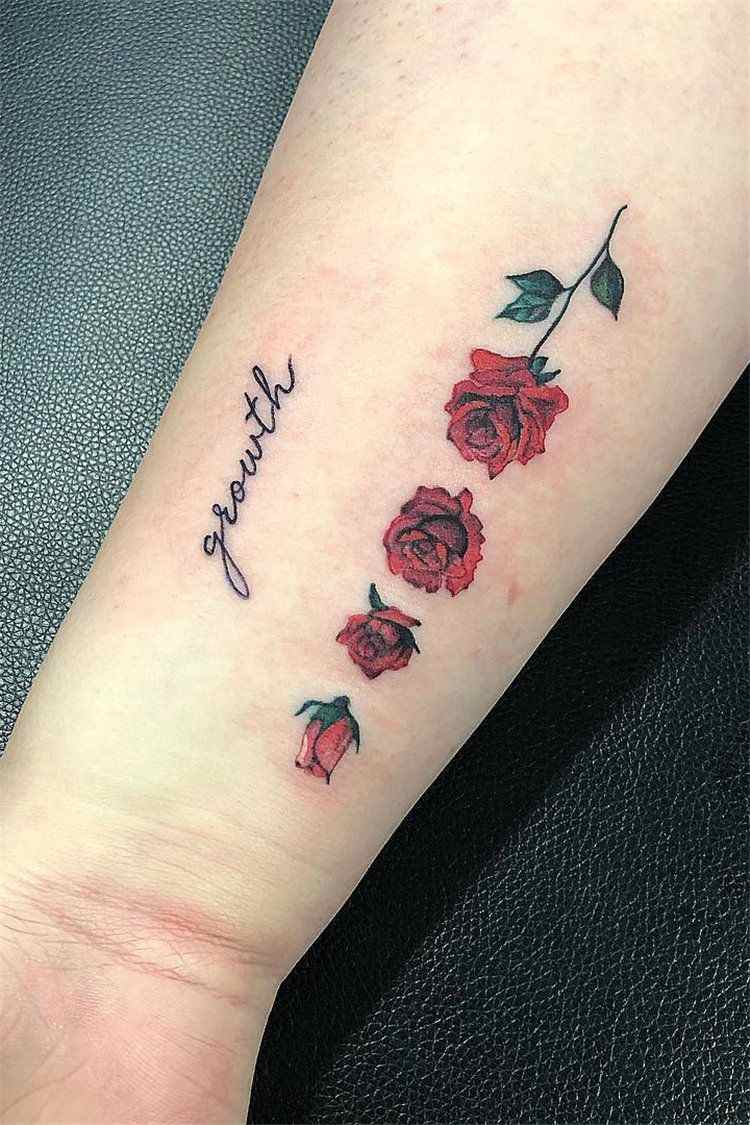 Rosen Tattoo Arm Frau klein Self Care Tattoodesign Tattoosprüche Ideen