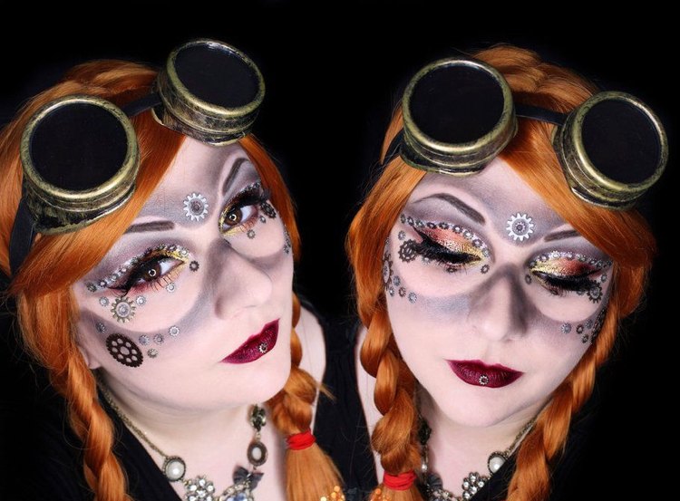 Steampunk schminken Damen Ideen für Fasching und Karneval