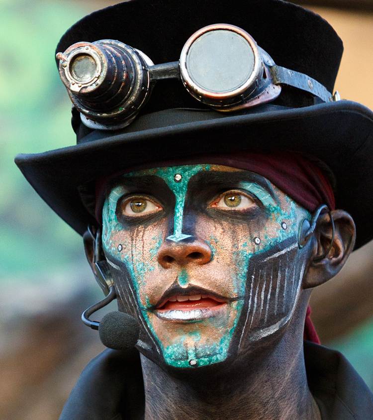 Steampunk schminken Männer Makeup Ideen für den Karneval für Roboter