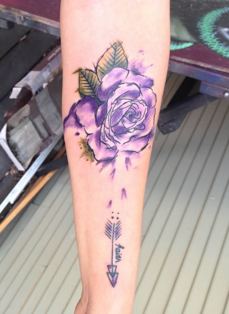 Watercolor-Rose-Tattoo-Design-For-Forearm-By-Keith-Cromie