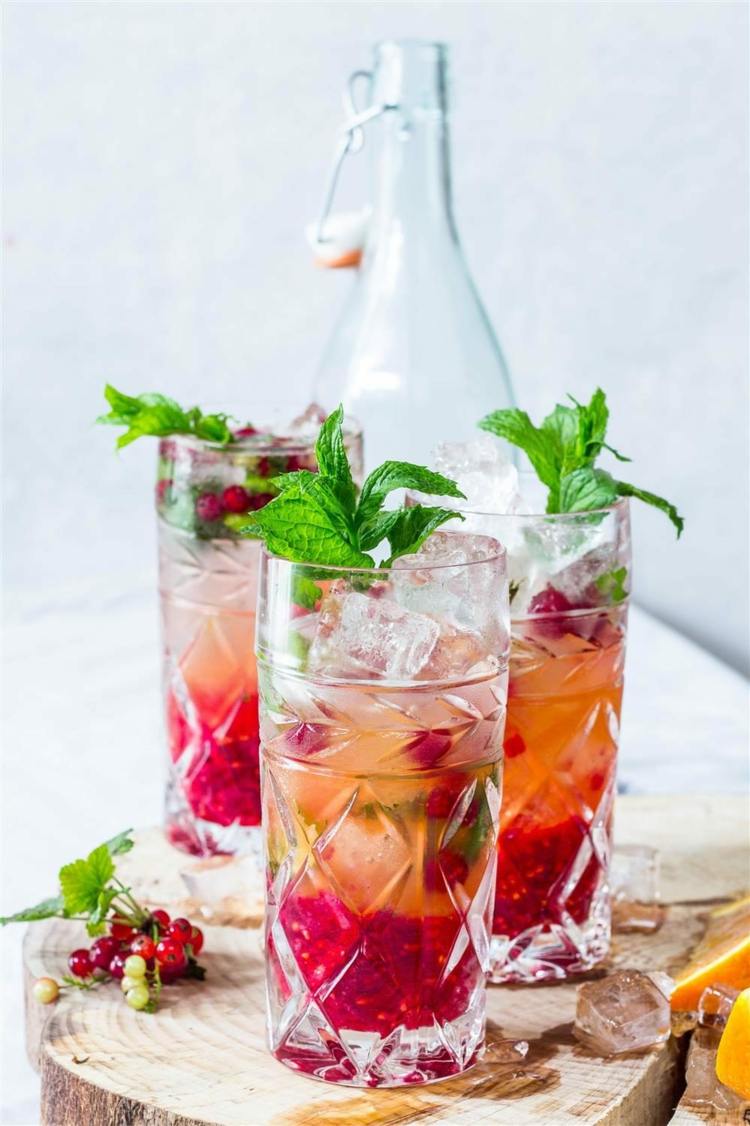 minze-preiselbeeren-cocktailgläser-glasflasche