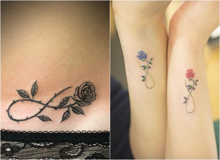 rosenranke-tattoo-bauch-arm-unendlichkeitssymbol