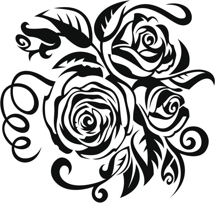 rosenranke-tattoo-vorlage-rund-drei-rosen