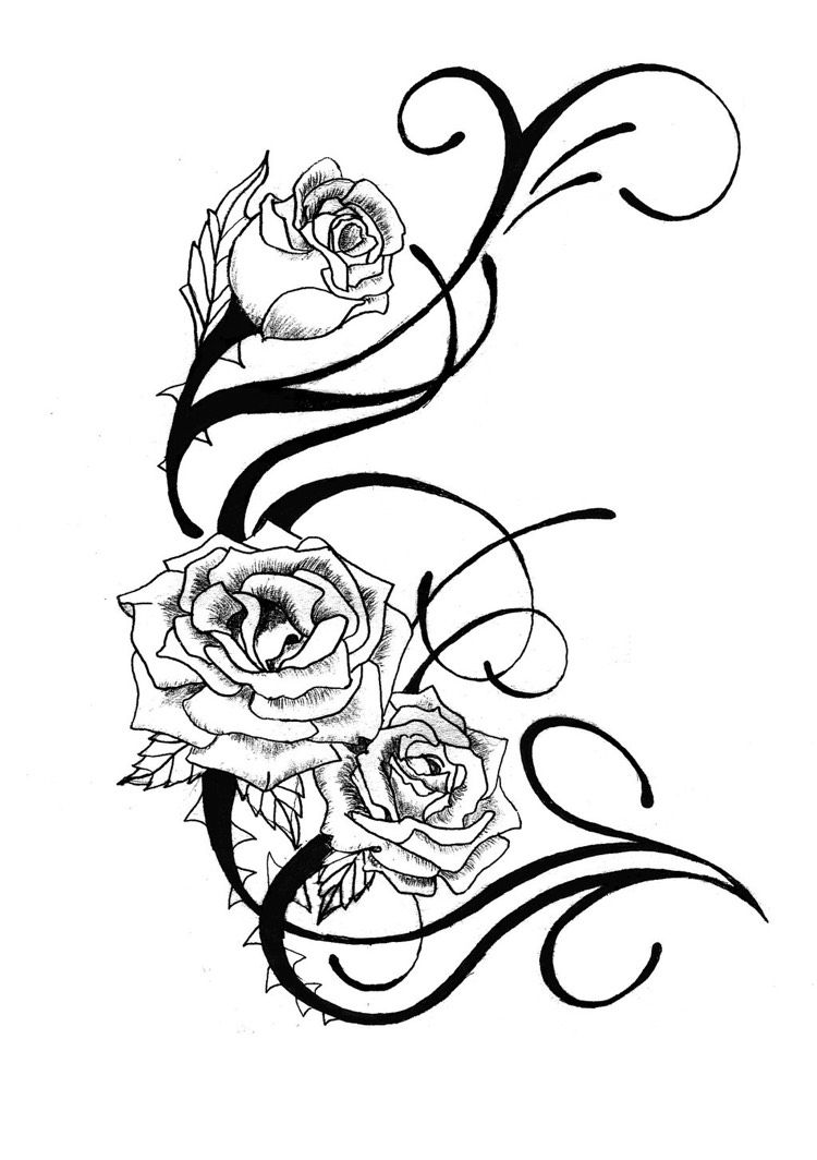 rosenranke-tattoo-vorlage-schwarz-weiss