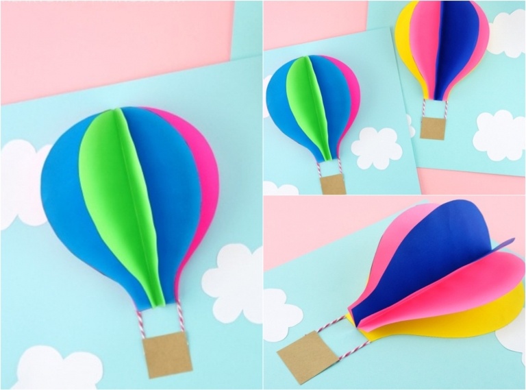 Heißluftballon Grußkarte basteln im Kindergarten