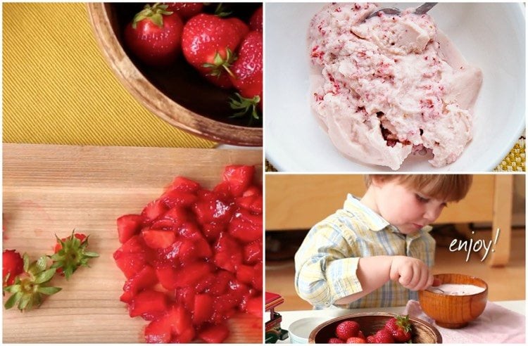 eis-selber-machen-ohne-eismaschine-erdbeeren-stücke