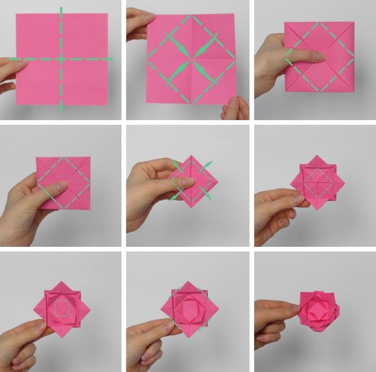 origami-blume-rose-faltanleitung-einfach