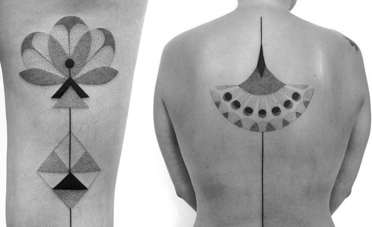 blackwork-tattoo-dotwork-grafisch-modern-arm-rücken-minimalistisch