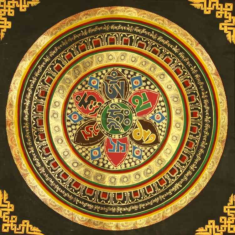 mandala buddhistisch-indische-schriftzeichen-gold-historisch-religion