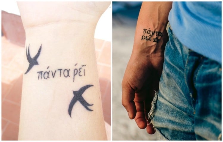 tattoo-sprüche-kurz-handgelenk-alles-fliesst-leben-tod