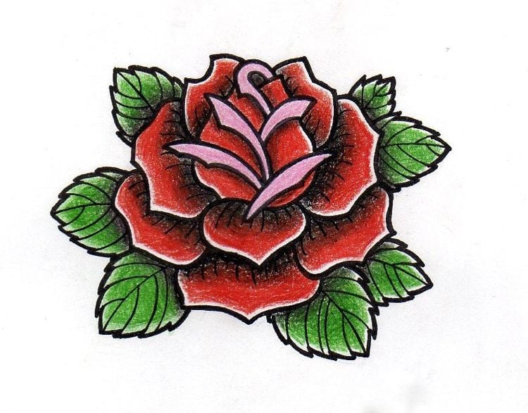 tattoo-vorlagen-old-school-rose