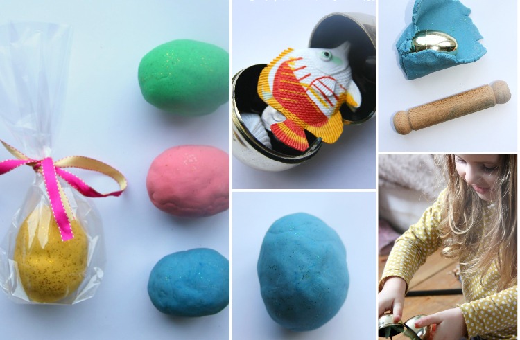 Geschenke aus Salzteig zu Ostern basteln Ostereier für Kinder verpacken