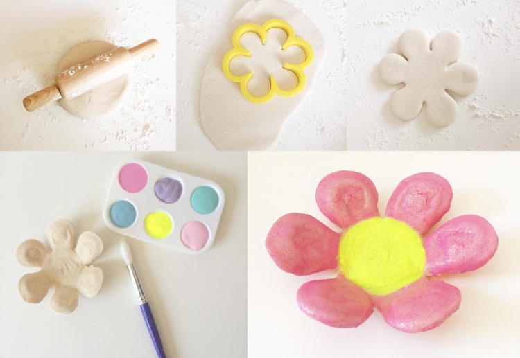 Salzteig Ideen Muttertag Blumenschale selber machen Anleitung für Kleinkinder