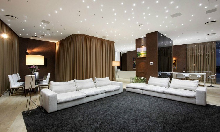 Sternenhimmel mit LED bauen-wohnzimmer-originelle-deckenbeleuchtung