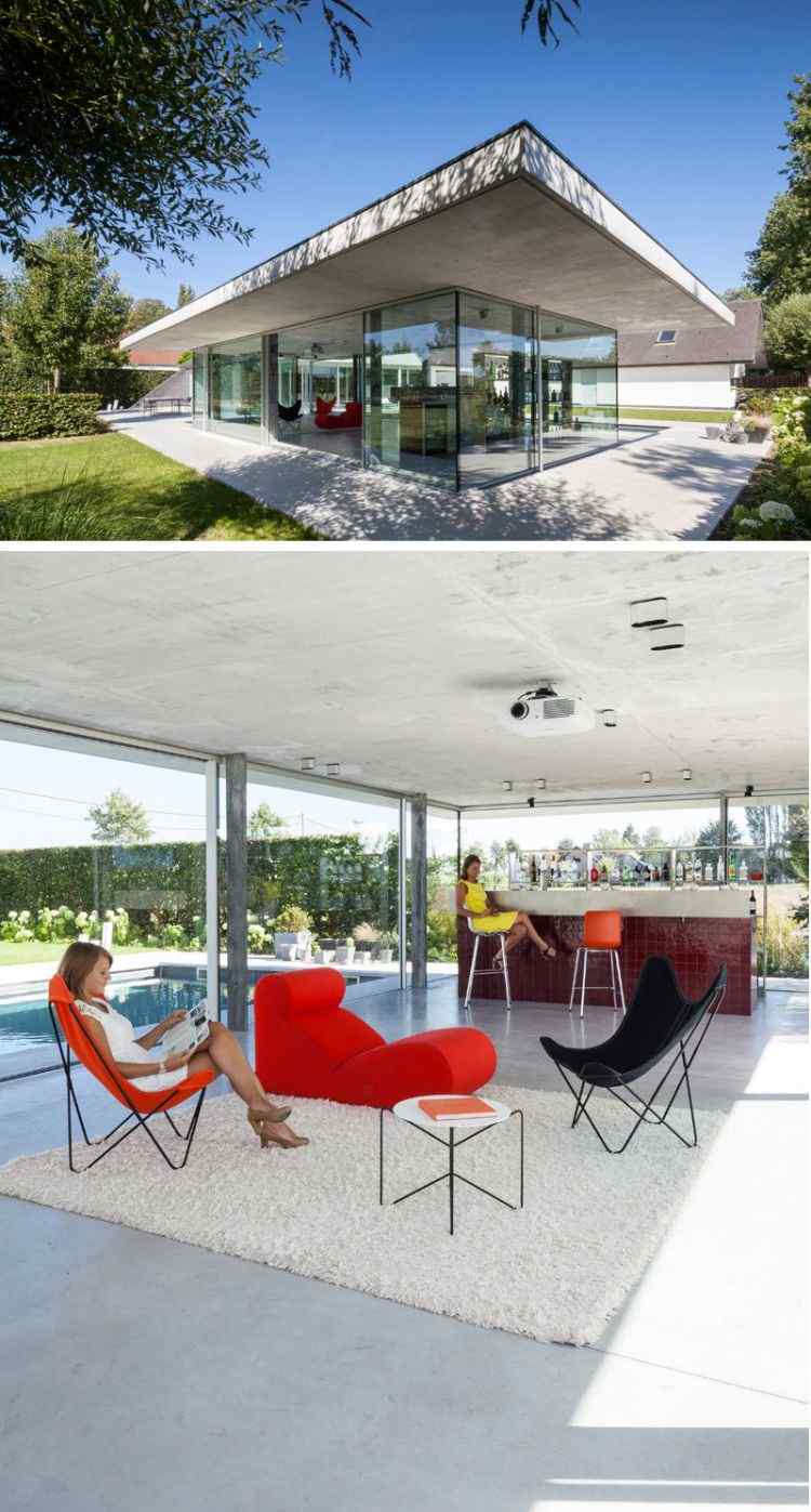 swimmingpool-im-garten-modern-design-glashaus-weiß-beton