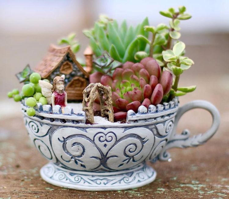 tassengärten selber basteln miniatur-sukkulent-garten-teetasse