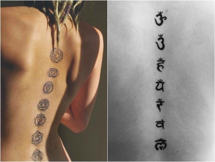 tattoo-motive-wirbelsaeule-frauen-yoga-chakren-symbole