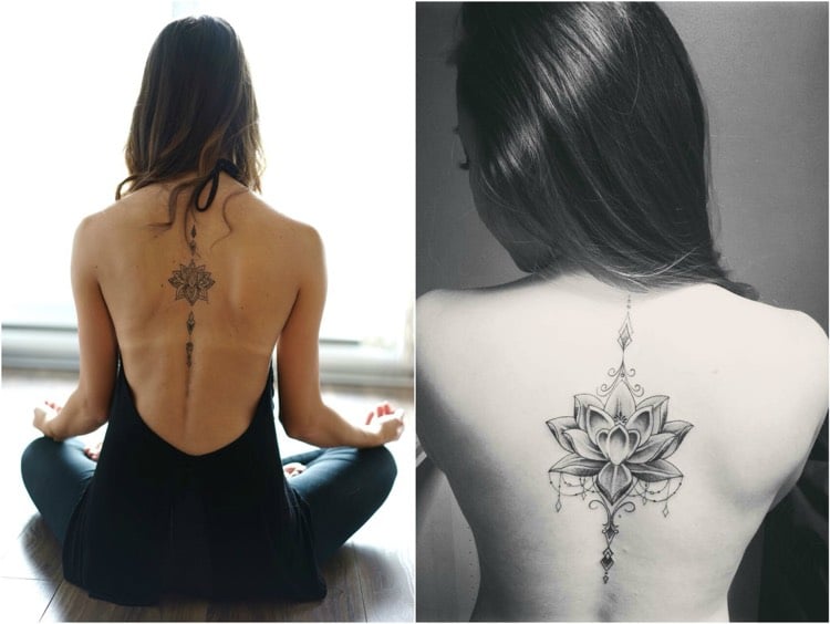 Yoga Tattoo Motive für Wirbelsäule.