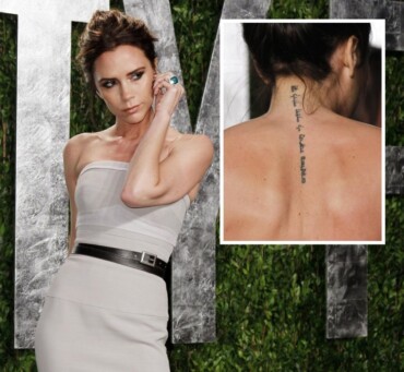 tattoo-motive-wirbelsaeule-hebräisch-spruch-victoria-beckham