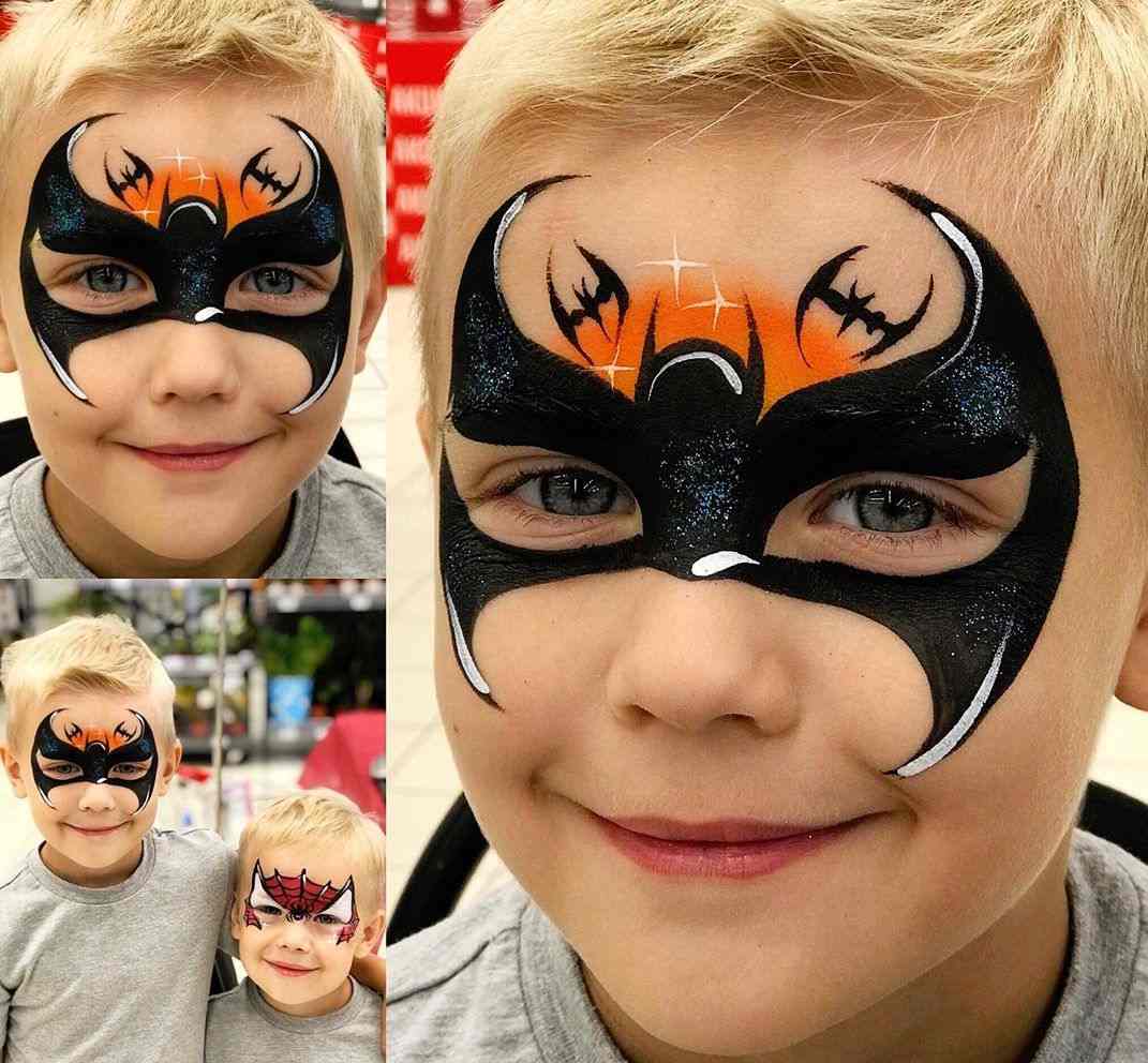 Batman schminken für Kind Fledermaus Maske malen