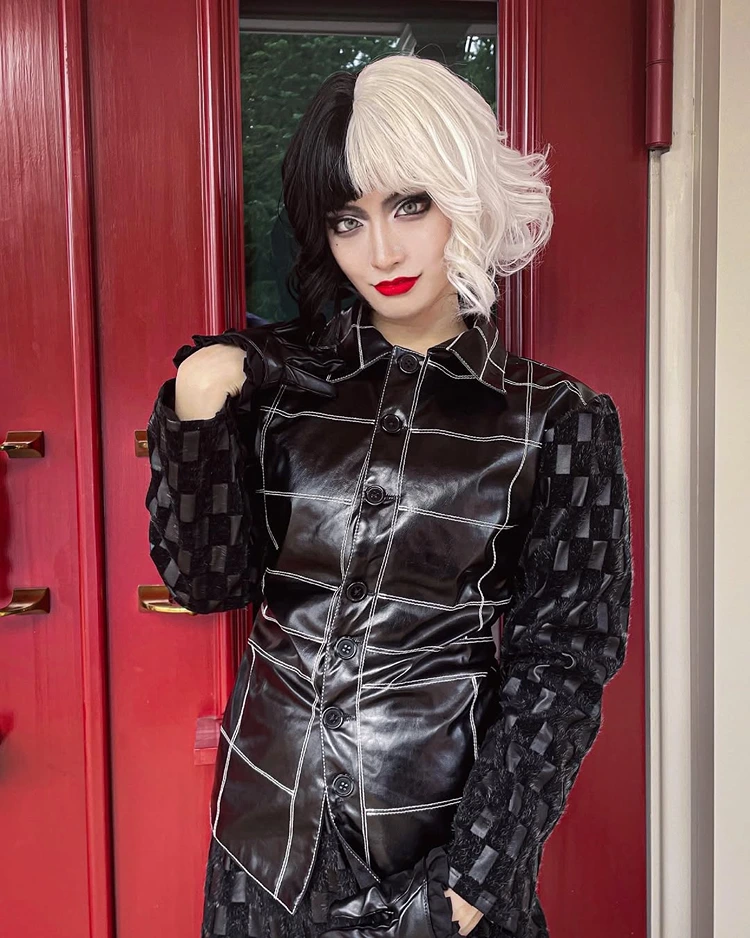 cruella haare perücke schwarz und weiß