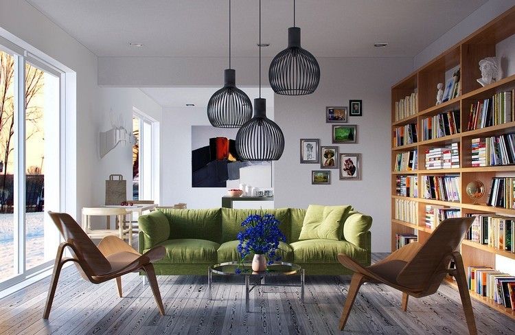 dekoration-wohnzimmer-beleuchtung-pendelleuchten-modern