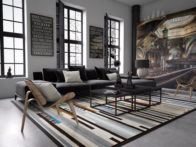 Dekoration für Wohnzimmer modern-teppich-wandmalerei-poster