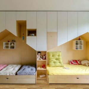 kinderzimmer design ideen geschwister-holz-schlafbereich-1