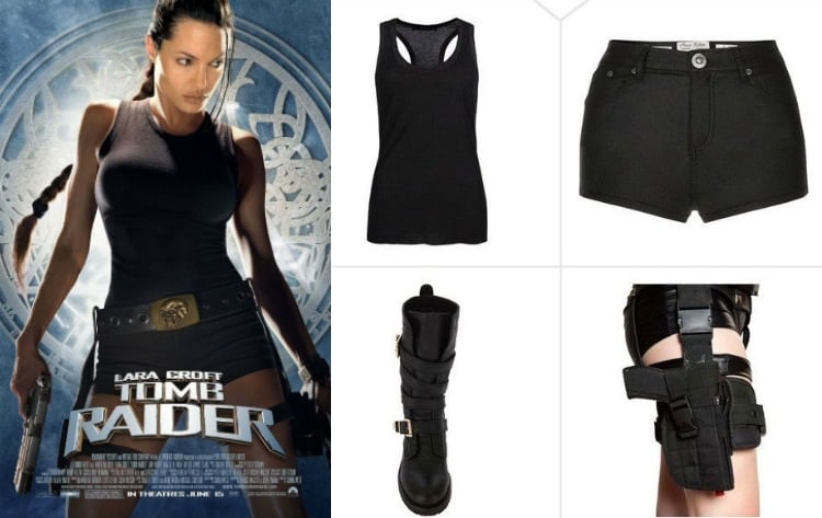 Lara Croft Kostüm -selber-machen-schwraz-accessoires-set