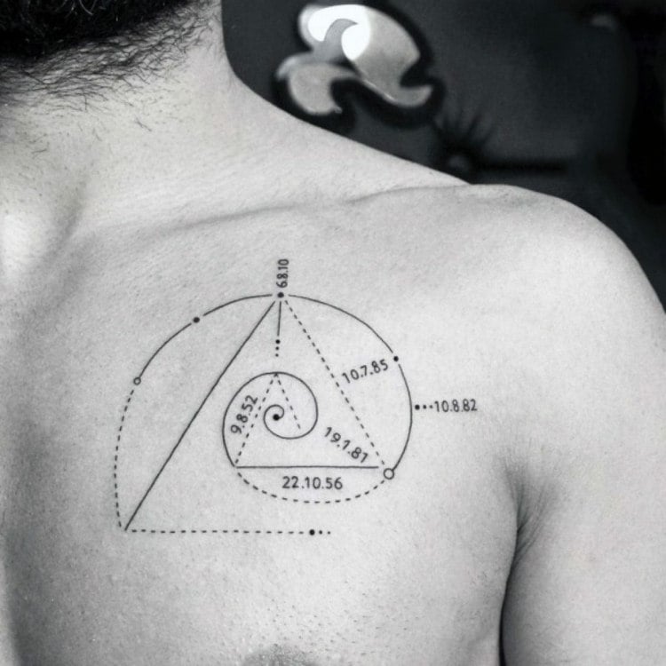 tattoo motive architektur-brust-männer-spirale-pyramide-architekt-design