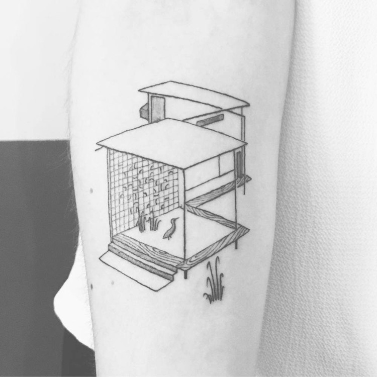 tattoo-motive-architektur-steg-garten-vogel-überdachung-japanisch-baukunst