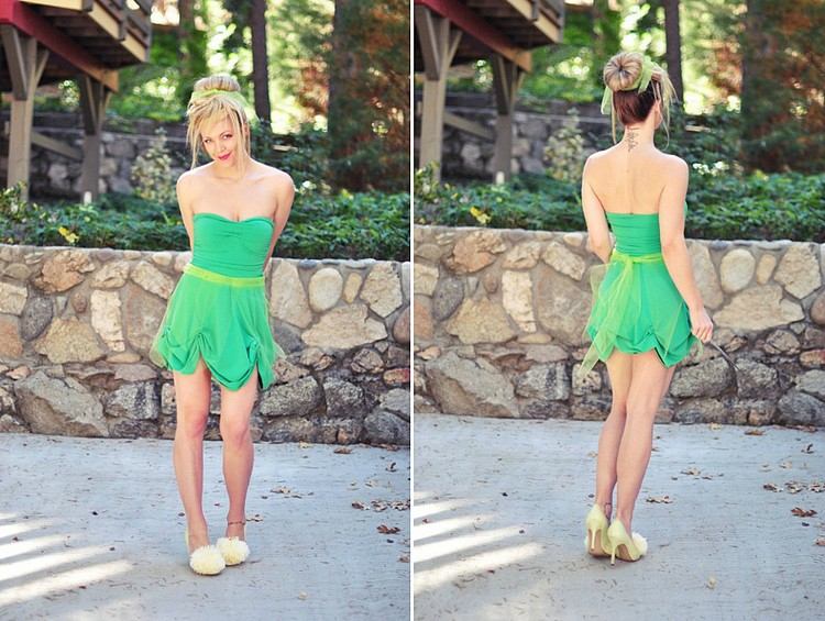Tinkerbell Kostüm damen-selber-machen-grünes-kleid
