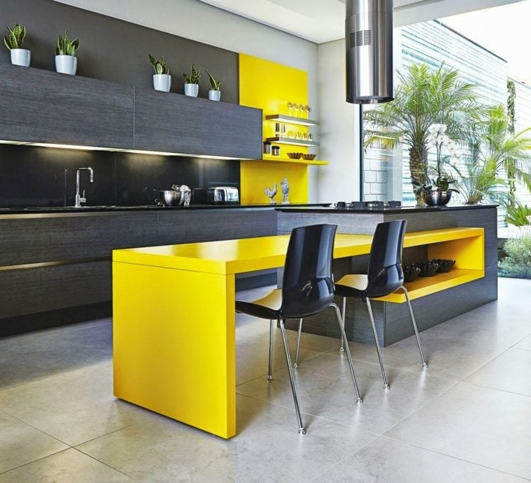 design-küchen-modern-grau-gelb-akzente-frische-ideen
