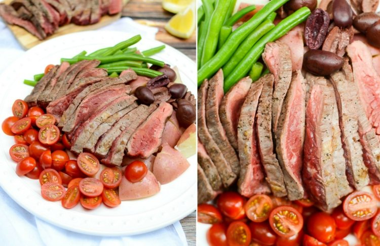 fitness-rezepte-steak-abendessen-grüne-bohnen-kartoffeln-cherrytomaten