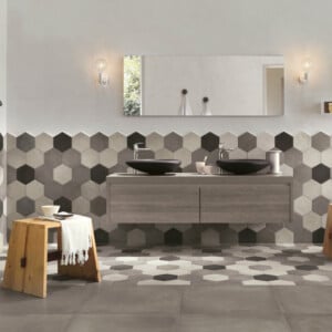 italienische-badfliesen-wabenform-creme-grau-anthrazit-marazzi