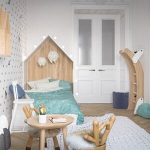 kinderzimmer-gestalten-skandinavisches-design-tapete-holz-spielecke