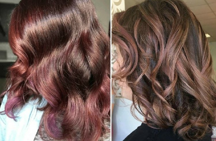mauve farbe chocolate rot-schimmer-balayage-haartrends