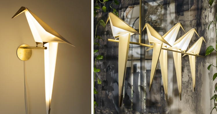 origami-leuchten-vogel-wand-hängeleuchte-messing