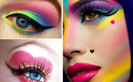 party make up extravagant-kräftige-farben-neon-herz-lidschatten