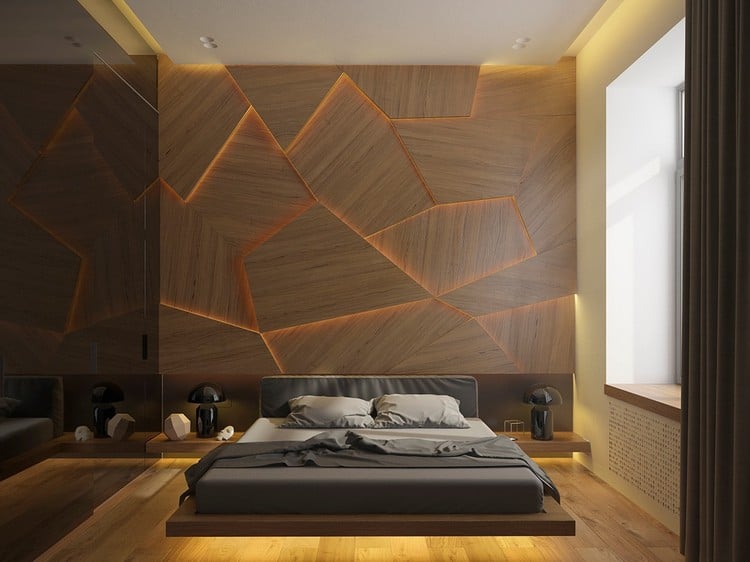 schlafzimmer-design-holz-holzpaneele-wand-led-beleuchtung