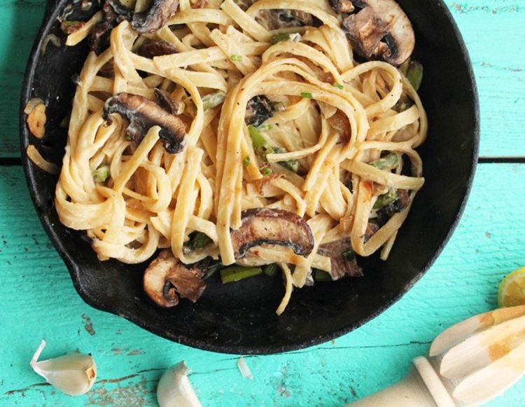 vegane Gerichte -pasta-pilzen-pfanne-schnell-einfach