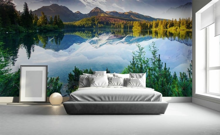 wand-fototapete-see-gebirge-romantisch-schlafzimmer-komfort-3d-effekt