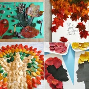 Herbstcollage mit Kindern basteln naturmaterialien papier ideen einfach