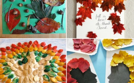 Herbstcollage mit Kindern basteln naturmaterialien papier ideen einfach