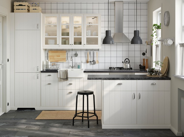 Ikea Küchen 2018 landhaus weiß hittarp fronten glaseinsatz