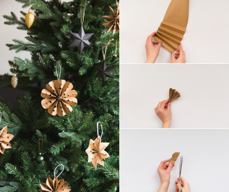 Kleine Papiersterne als Schmuck und Deko für den Weihnachtsbaum